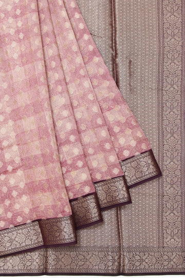 Onion Pink Chanderi Cotton Silk Saree with Square Zari Pallu