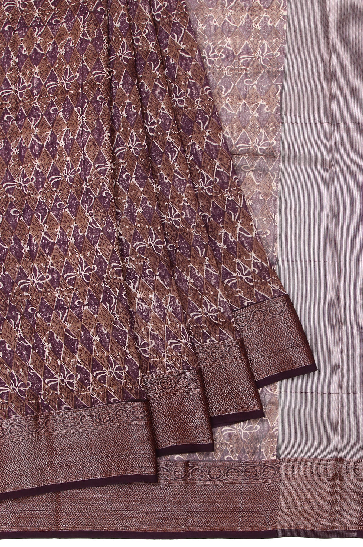 Purple Chanderi Cotton Silk Saree with Antique Zari Border