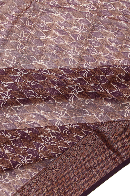 Purple Chanderi Cotton Silk Saree with Antique Zari Border