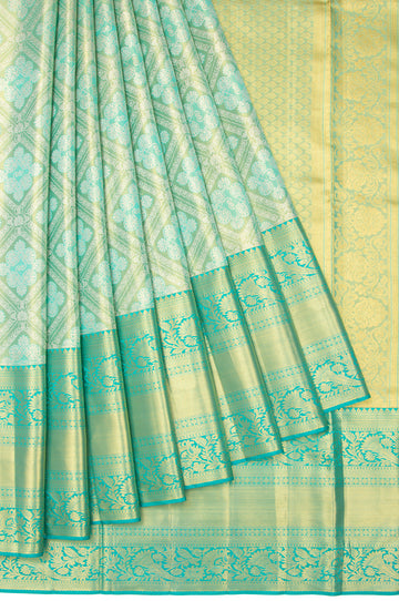 Parrot Green Kanchipuram Tissue Silk Saree with Rangoli Motifs