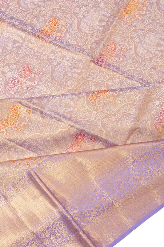 Lavender Kanchipuram Tissue Silk Saree with Meenakari Work