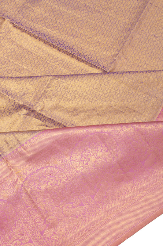 Purple Kanchipuram Tissue Silk Saree with Double Yanai Pallu