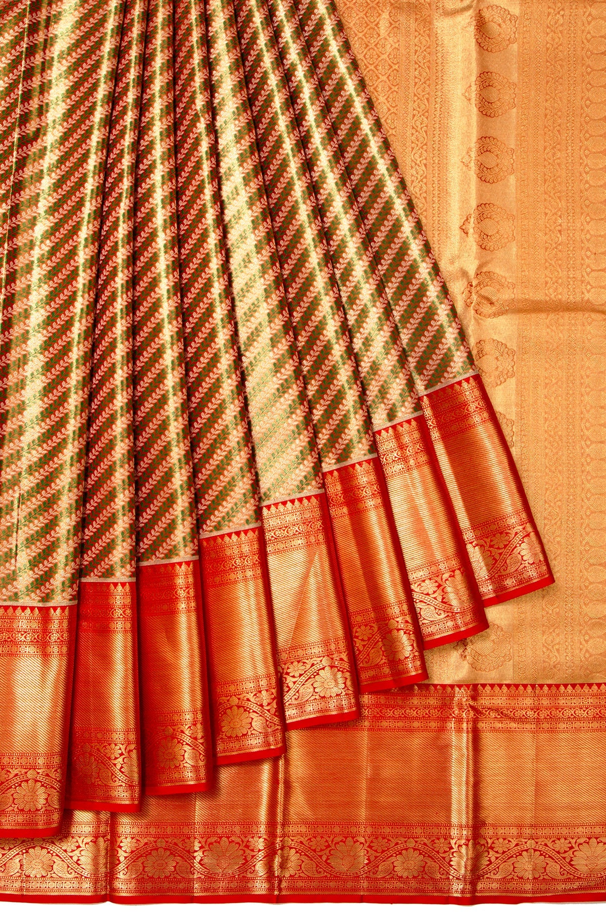 Red Kanchipuram Tissue Silk Saree with Thread Work