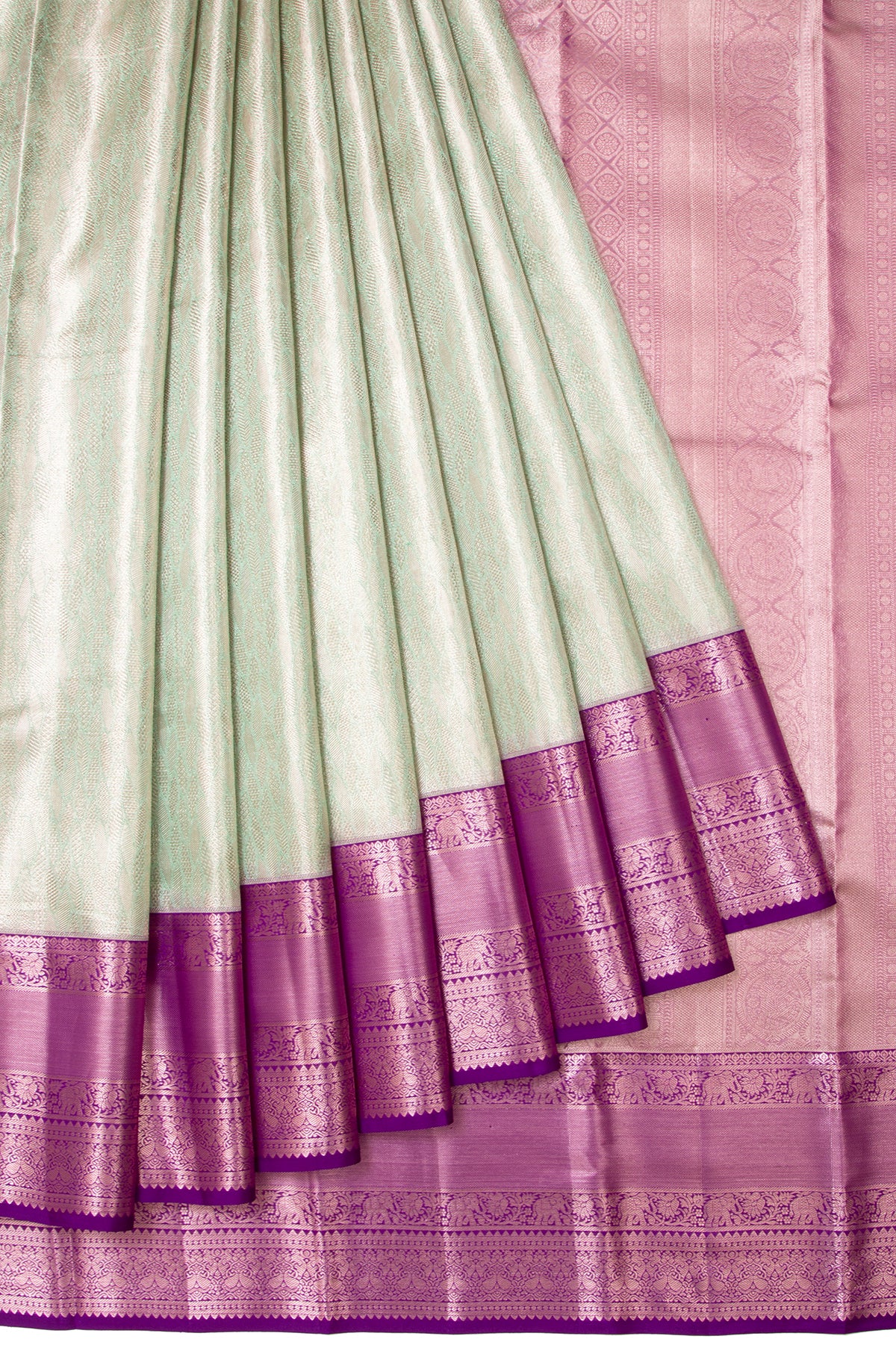 Sea Green Kanchipuram Tissue Silk Saree