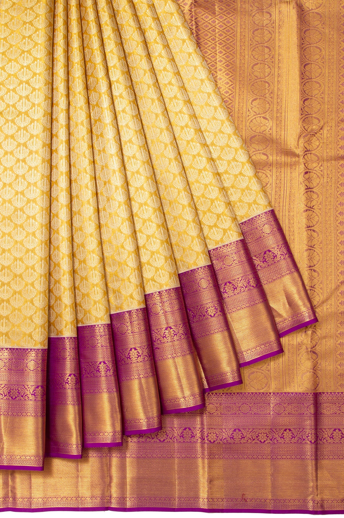 Mustard Kanchipuram Tissue Silk Saree