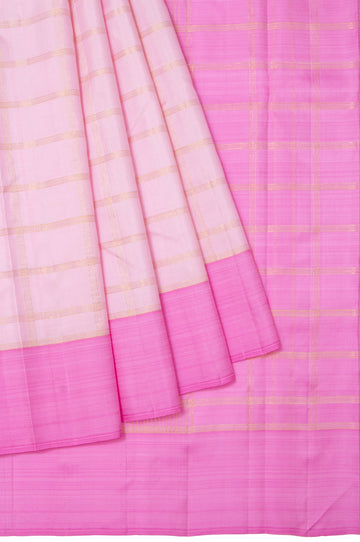 Pink Kattamvari Kanchipuram Silk Saree