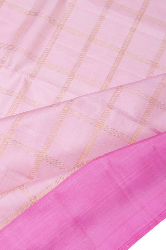 Pink Kattamvari Kanchipuram Silk Saree