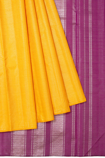 Mustard Kanchipuram Silk Saree with Open Border