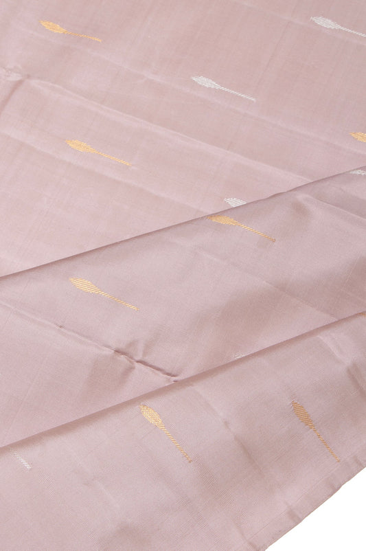 Ash  Kanchipuram Silk Saree with Grey Blouse