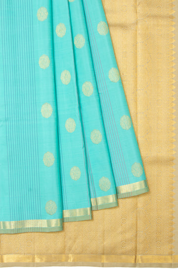 Sea Green Floral Kanchipuram Silk Saree