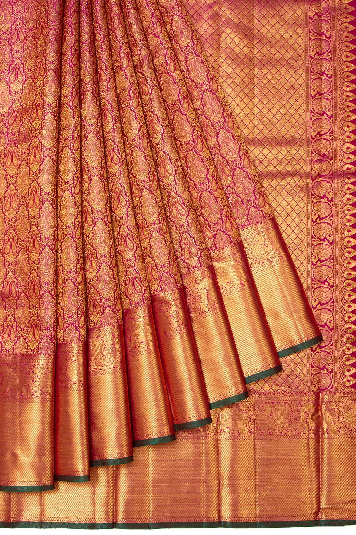 Purple Paisley Design Kanchipuram Silk Saree