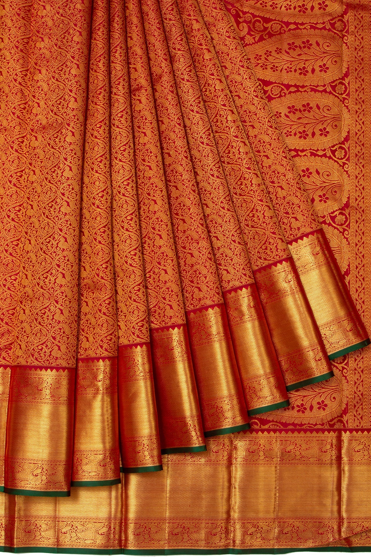 Red Kanchipuram Silk Saree with Brocade Design