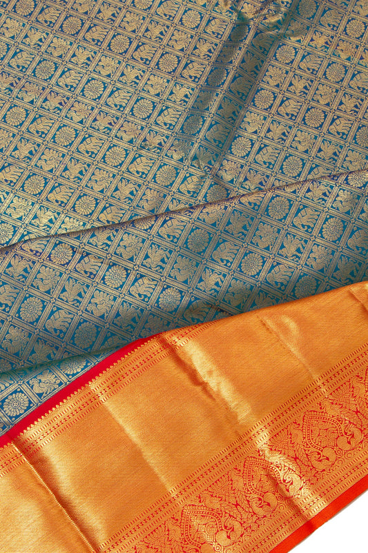 Peacock Green Kanchipuram Silk Saree with Mayil Motifs