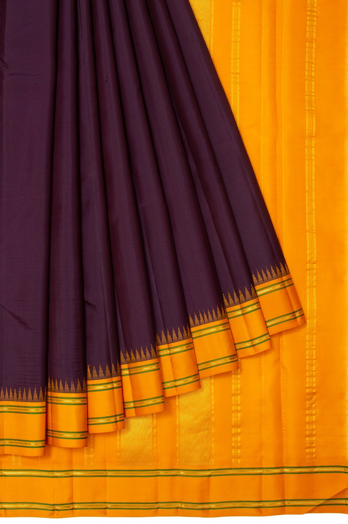 Plain Brown Kanchipuram Silk Saree