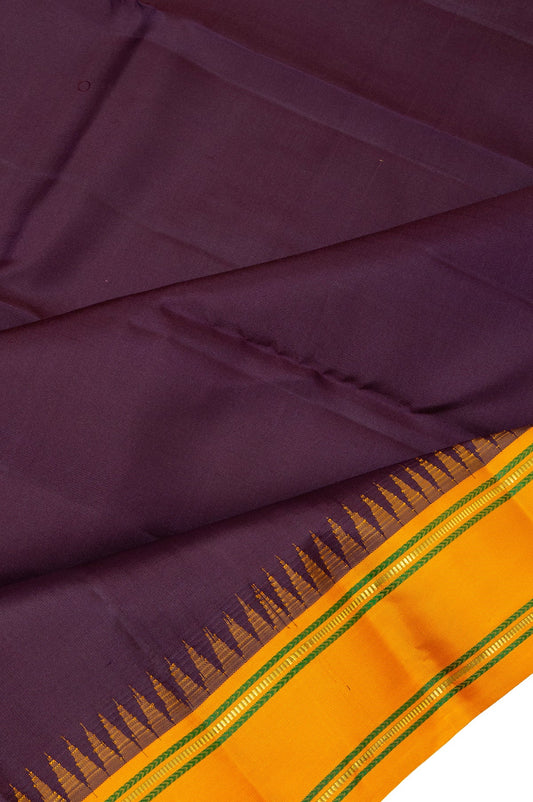 Plain Brown Kanchipuram Silk Saree