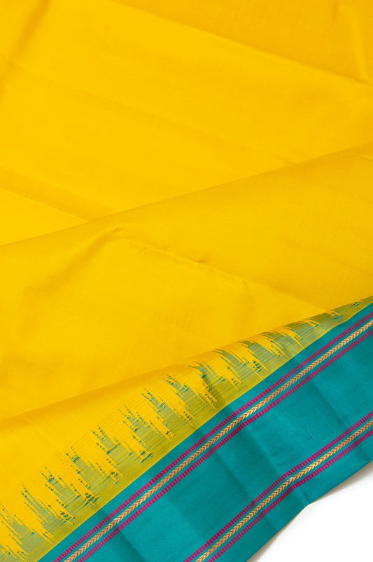 Plain Yellow Kanchipuram Silk Saree