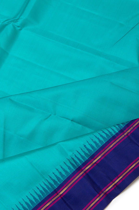 Sea Green Kanchipuram Silk Saree with Gap Border