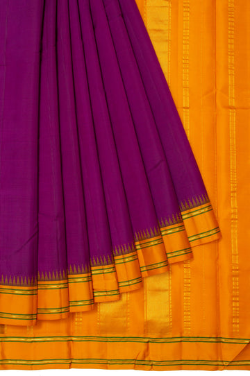 Purple Kanchipuram Silk Saree with Thazhampoo Reku