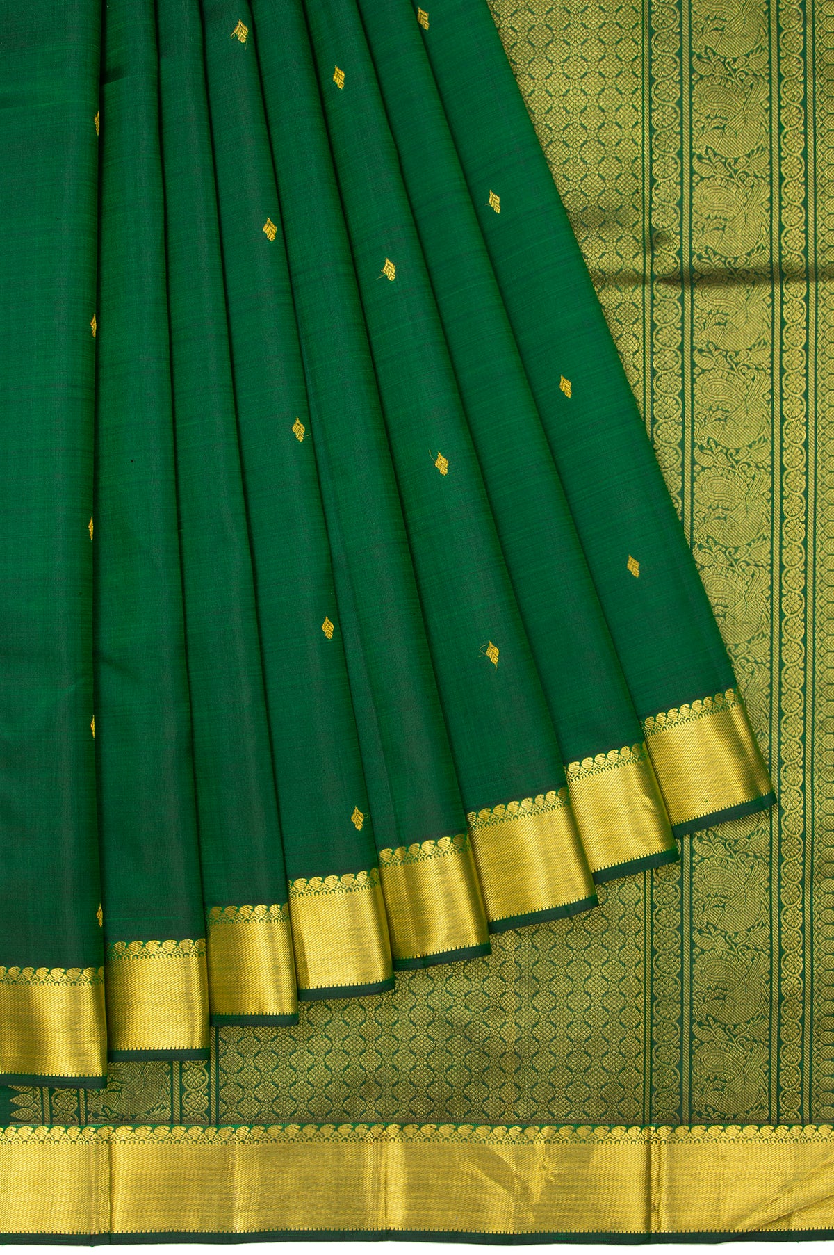 Green Kanchipuram Silk Saree with Floral Butta Design