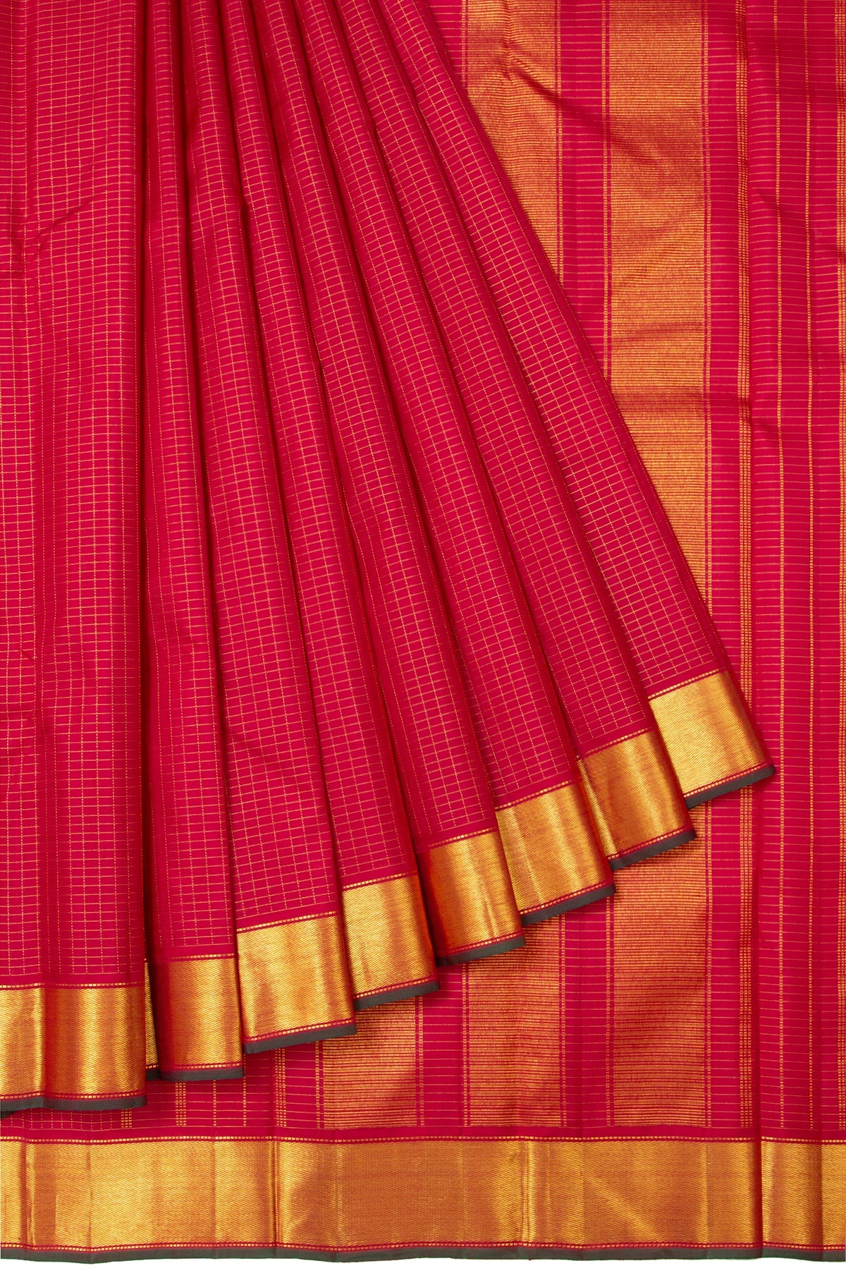 Maroon Chequered Kanchipuram Silk Saree