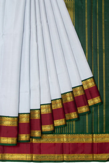 Grey Kanchipuram Silk Saree with Kuttu Border