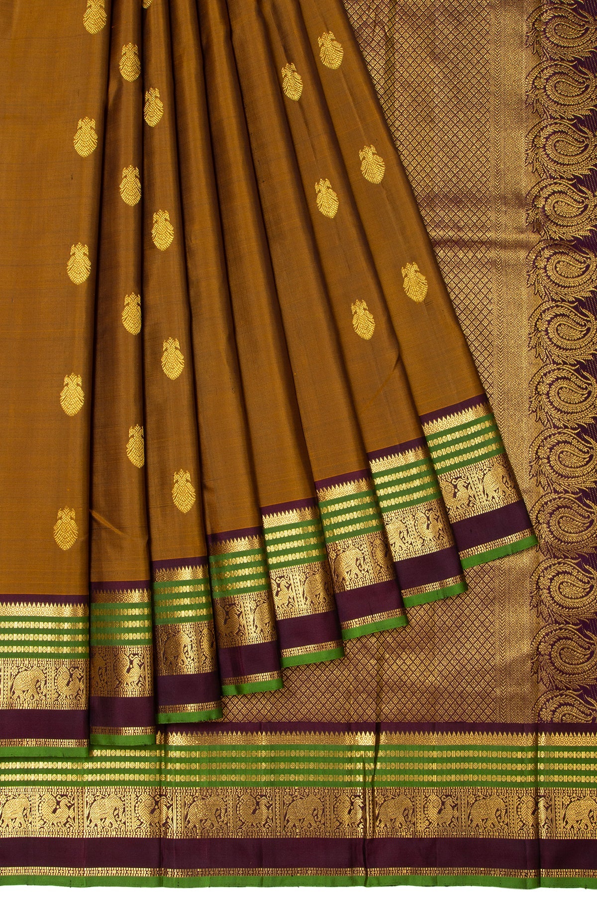 Green Kanchipuram Silk Saree with Iruthalai Pakshi Motifs