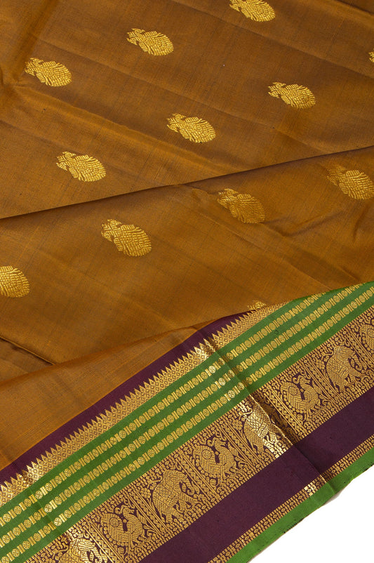 Green Kanchipuram Silk Saree with Iruthalai Pakshi Motifs