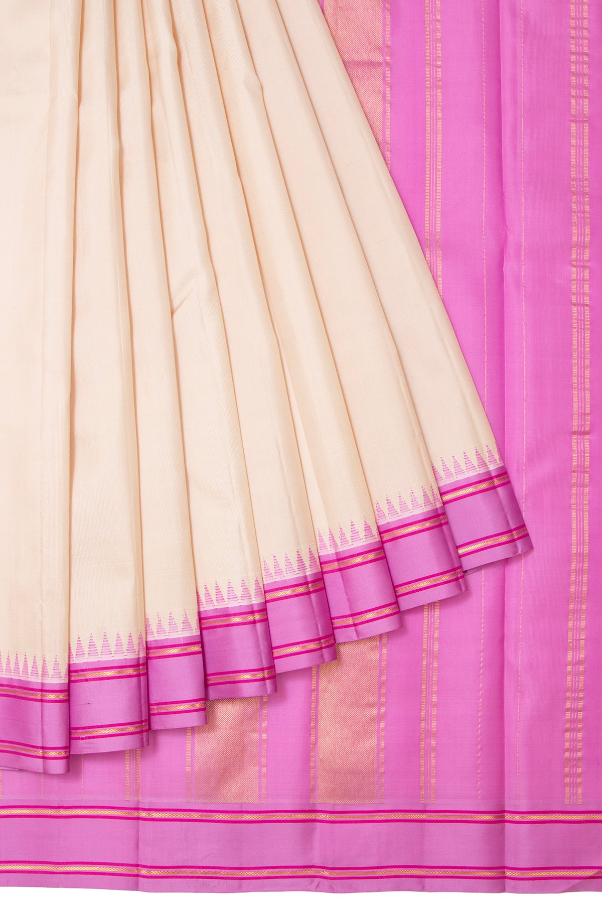 Sandal and Pink Kanchipuram Silk Saree