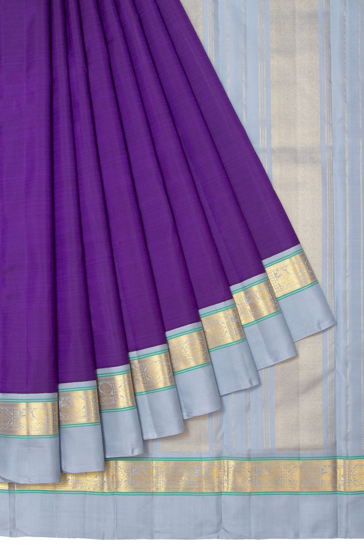 Violet Kanchipuram Silk Saree with Kuttu  Border