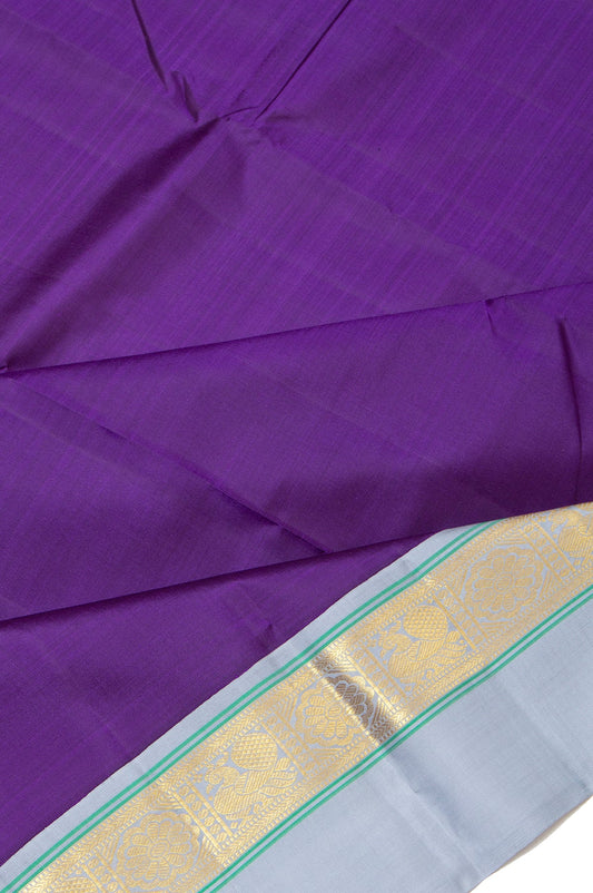 Violet Kanchipuram Silk Saree with Kuttu  Border