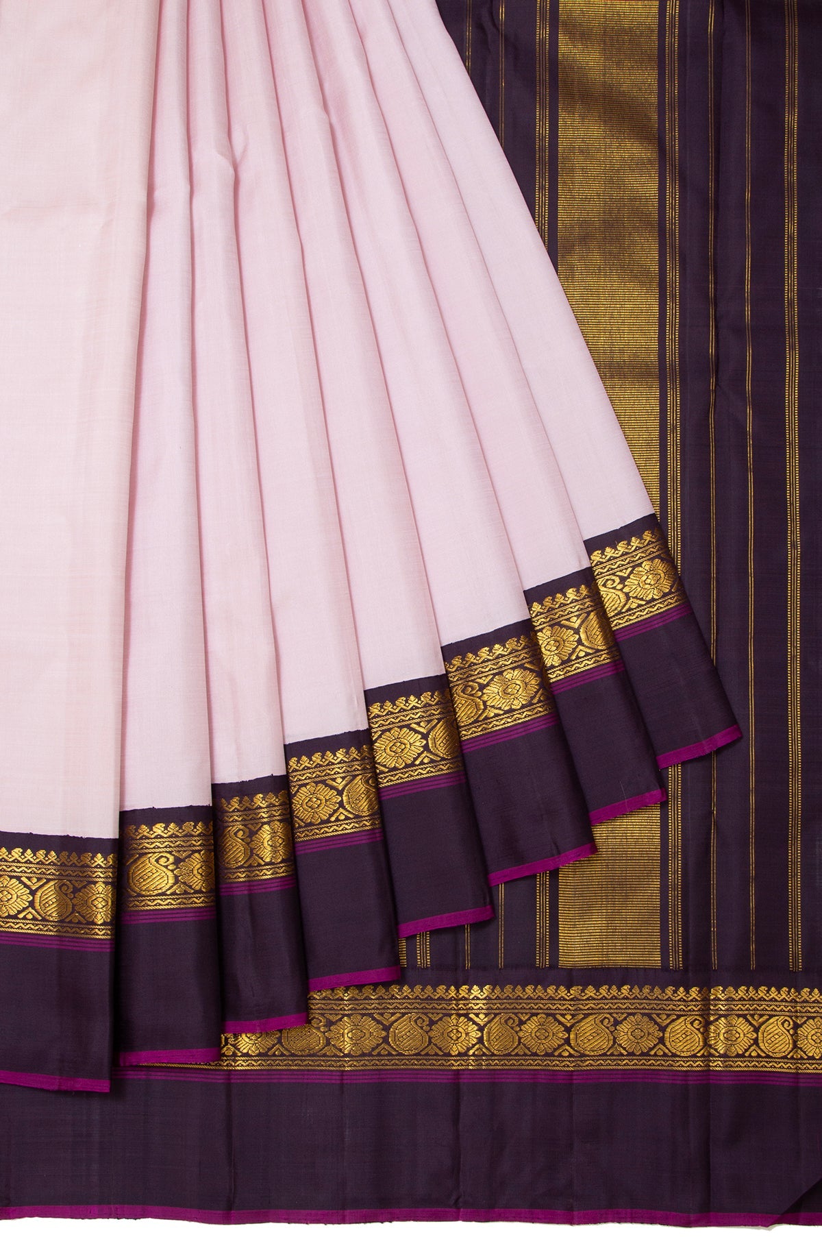 Onion Pink Plain  Kanchipuram Silk Saree