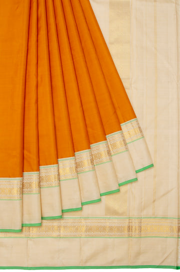 Mustard Kanchipuram Silk Saree with Kuttu Border