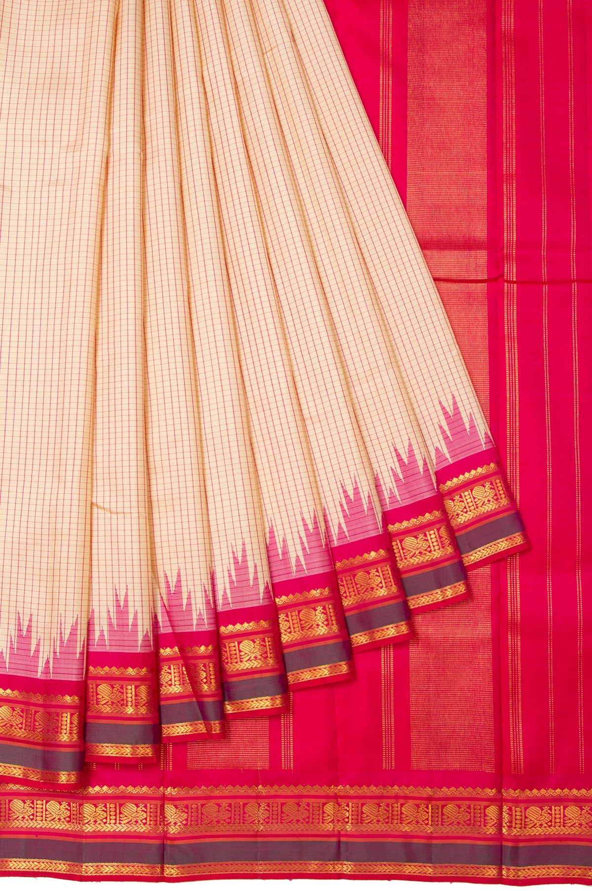 Ash Kanchipuram Silk Saree with Mango Butta Design