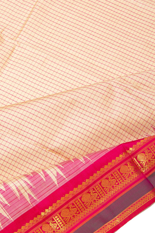 Ash Kanchipuram Silk Saree with Mango Butta Design