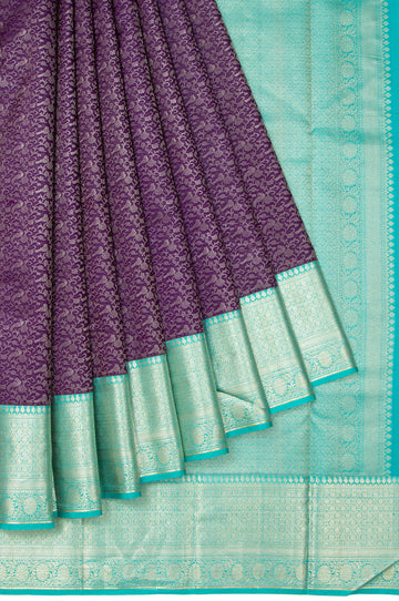 Blue Kanchipuram Tissue Silk Saree with Floral Jaal Work