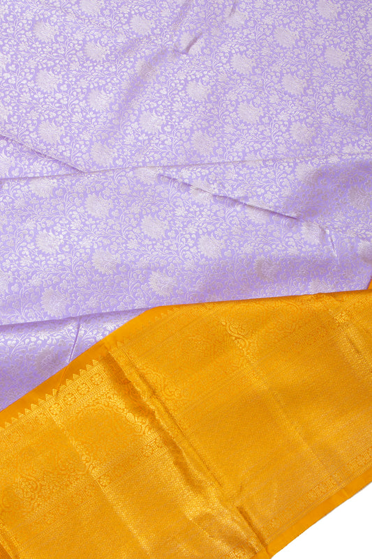 Lavender Kanchipuram Silk Saree with Mustard Blouse