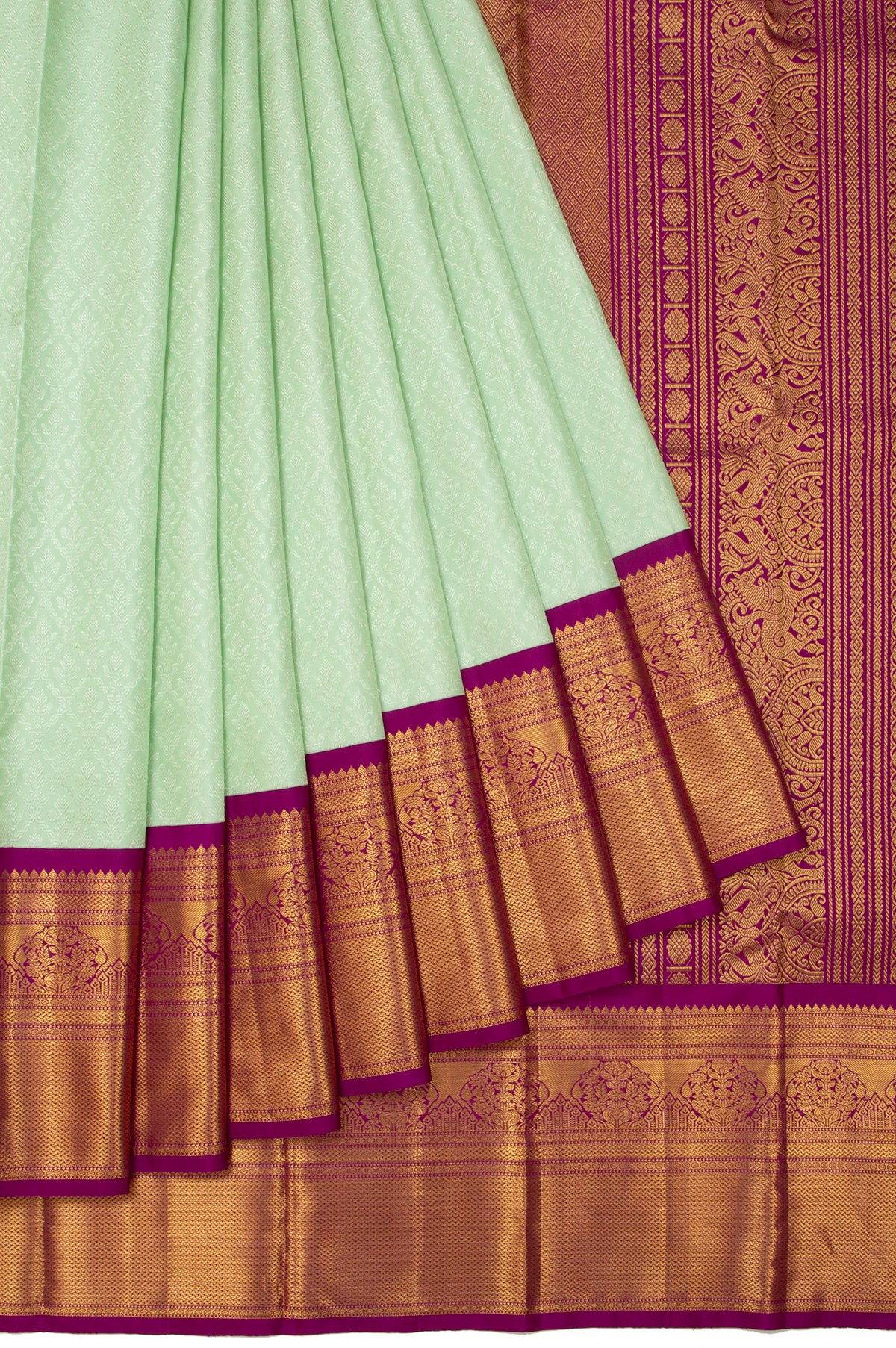 Pista Green Kanchipuram Silk Saree with Brocade Motif Border