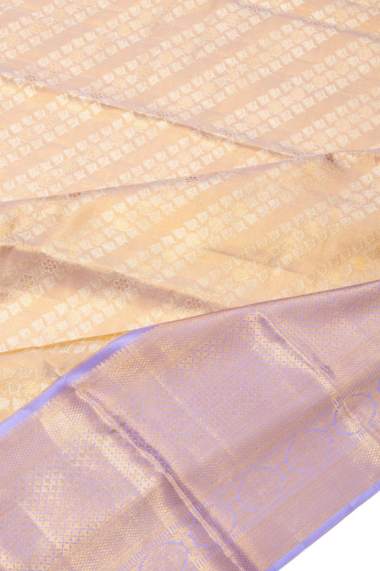 Sandal Kanchipuram Tissue Silk Saree with Mayil Border