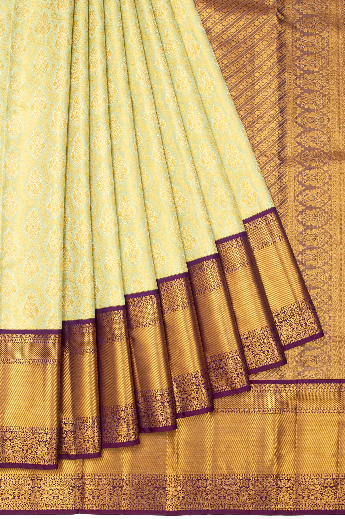 Green Kanchipuram Silk Saree with Kalasam Design