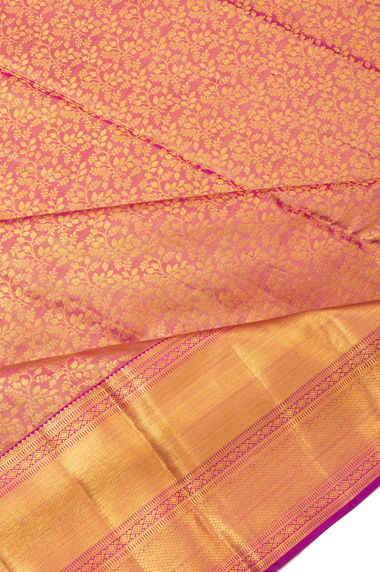 Pink Kanchipuram Tissue Silk Saree with Gold Zari Work