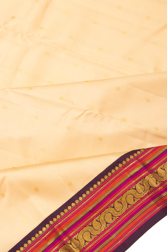 Sandal Kanchipuram Silk Saree with Mayil and Kuthirai Pallu