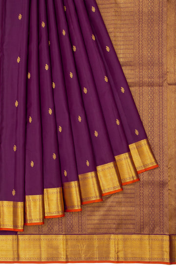 Purple Kanchipuram Silk Saree with Kaddi Border