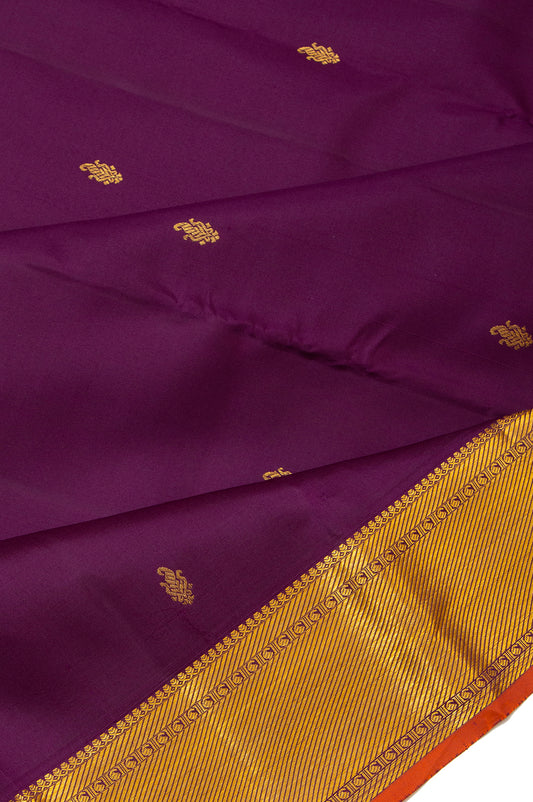 Purple Kanchipuram Silk Saree with Kaddi Border