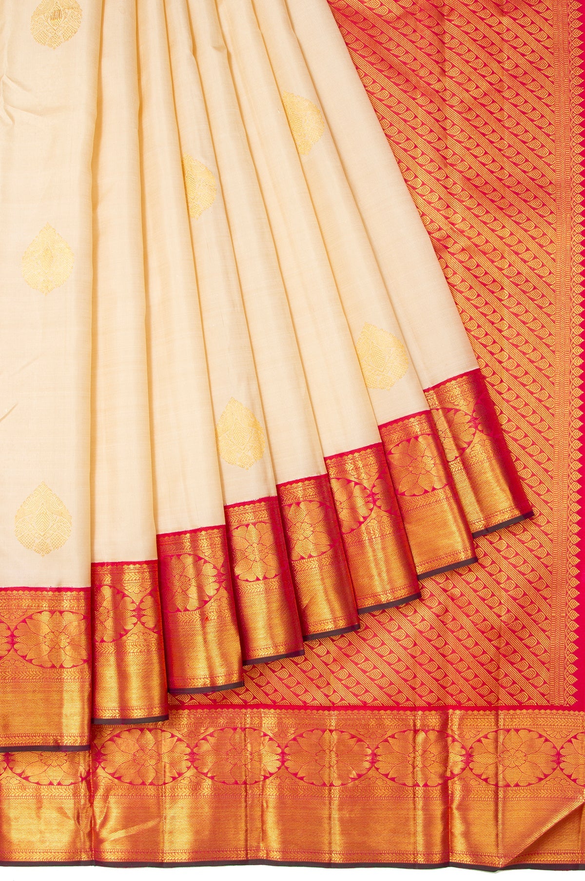 Cream Kanchipuram Silk Saree