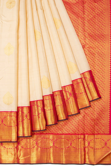 Cream Kanchipuram Silk Saree