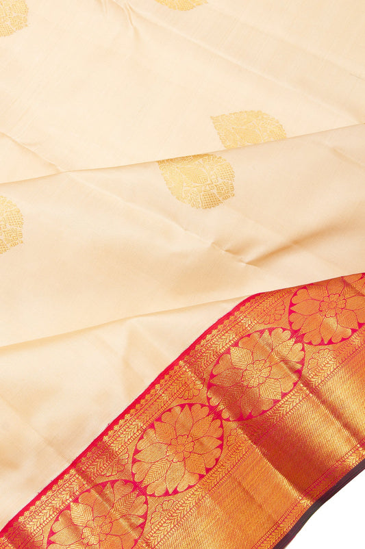 Cream Kanchipuram Silk Saree