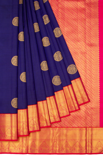 Violet Kanchipuram Silk Saree with Kili Motifs