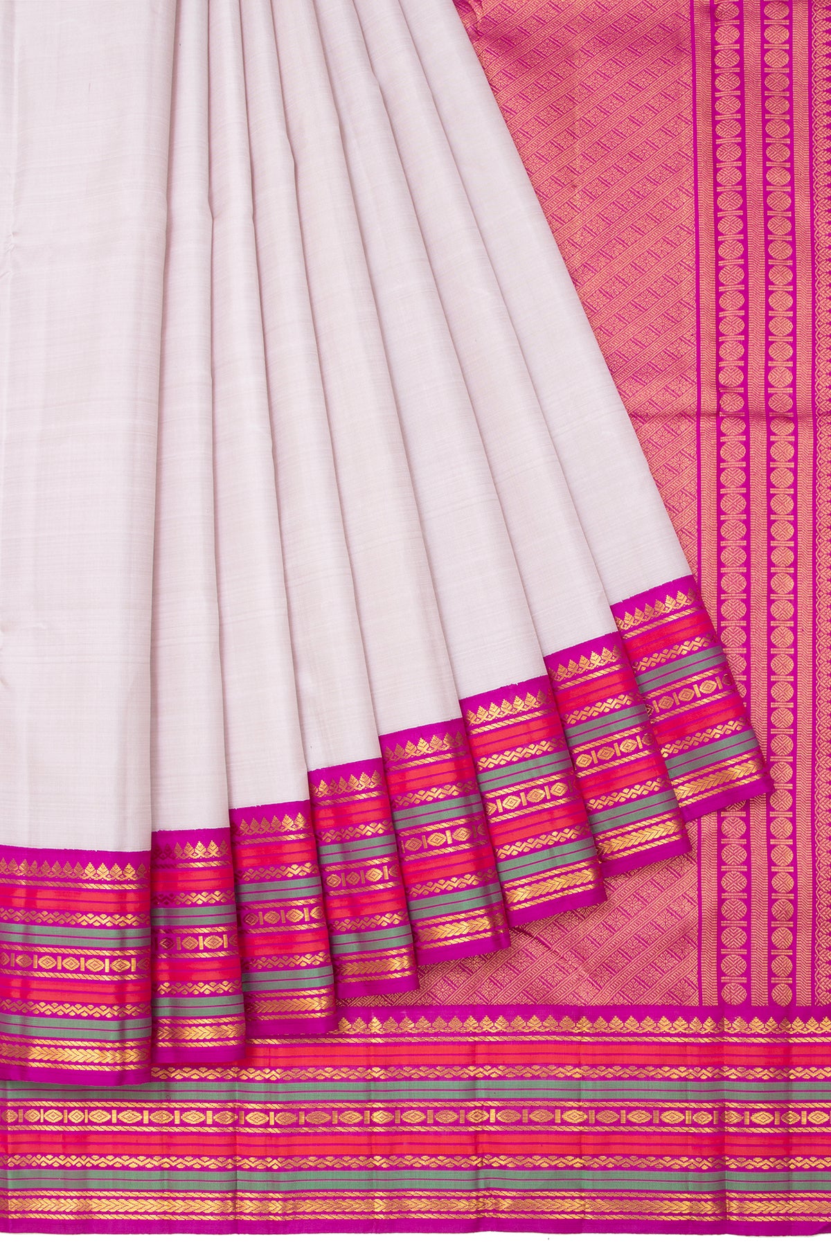 Grey Kanchipuram Silk Saree with Kuttu Border