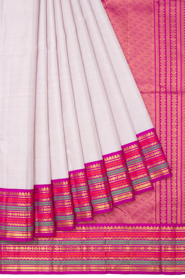 Grey Kanchipuram Silk Saree with Chequered Pallu