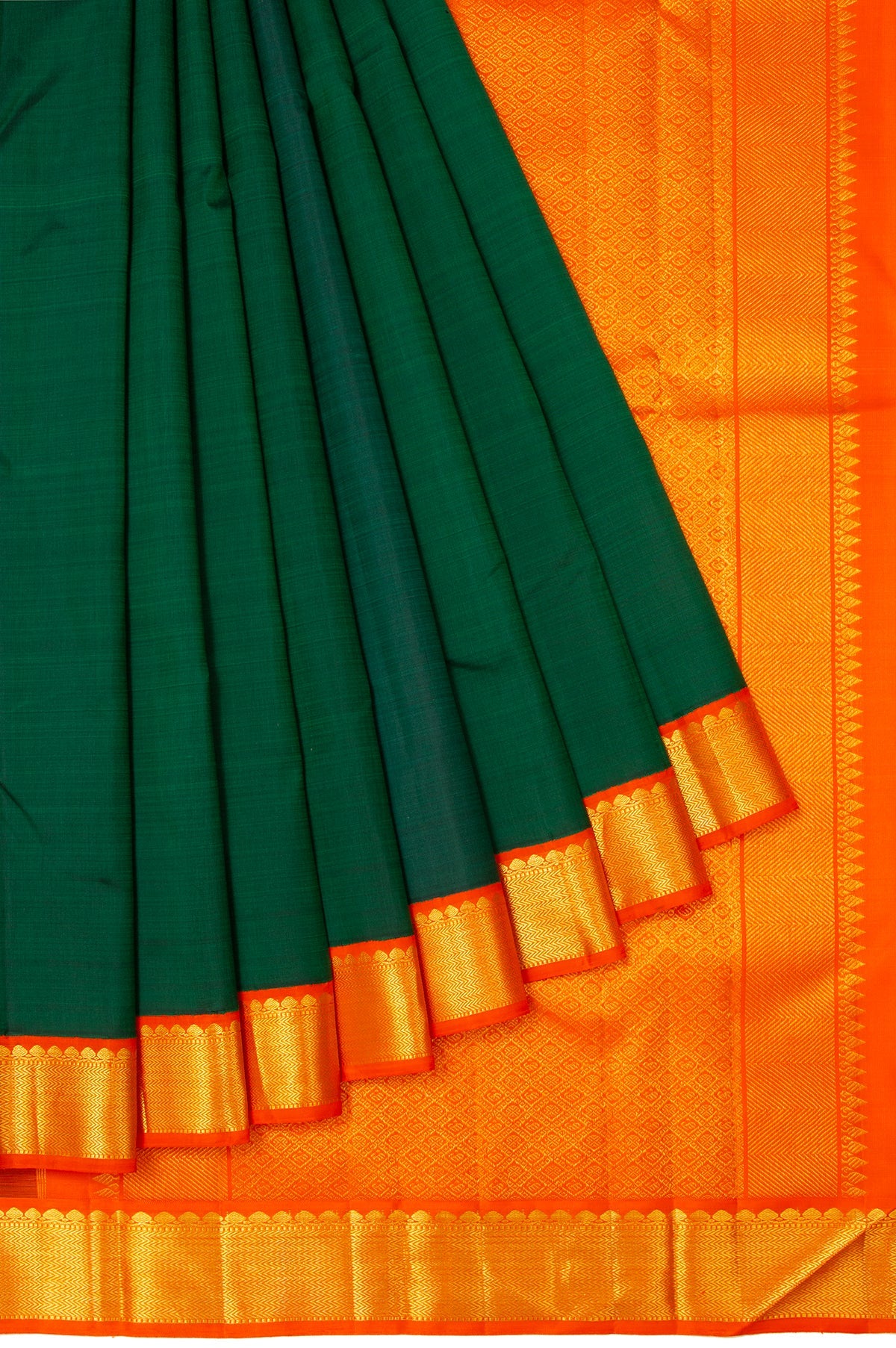 Green Kanchipuram Silk Saree with Kuttu Border